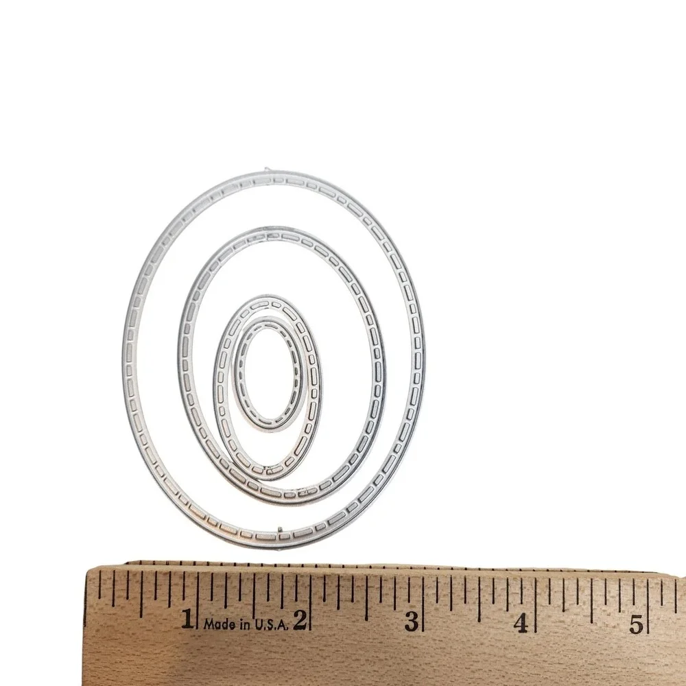 Oval Circle Nesting Cutting Dies Lot Silver Metal Scrapbook Cardmaking Frames